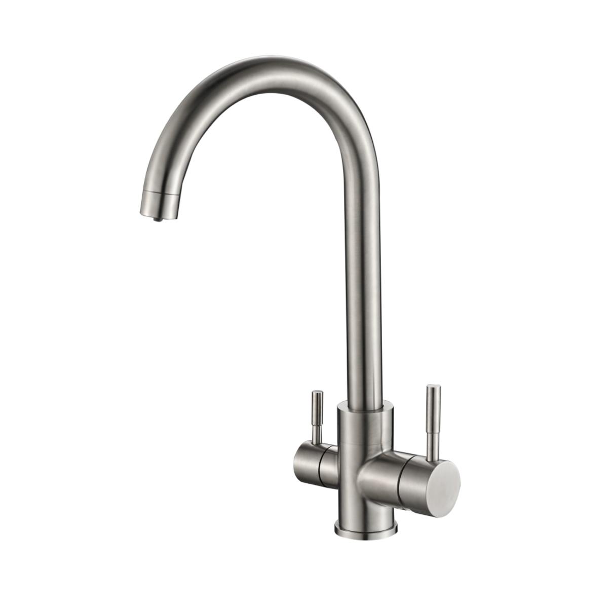 Triflow Filter Tap Brushed Steel Round