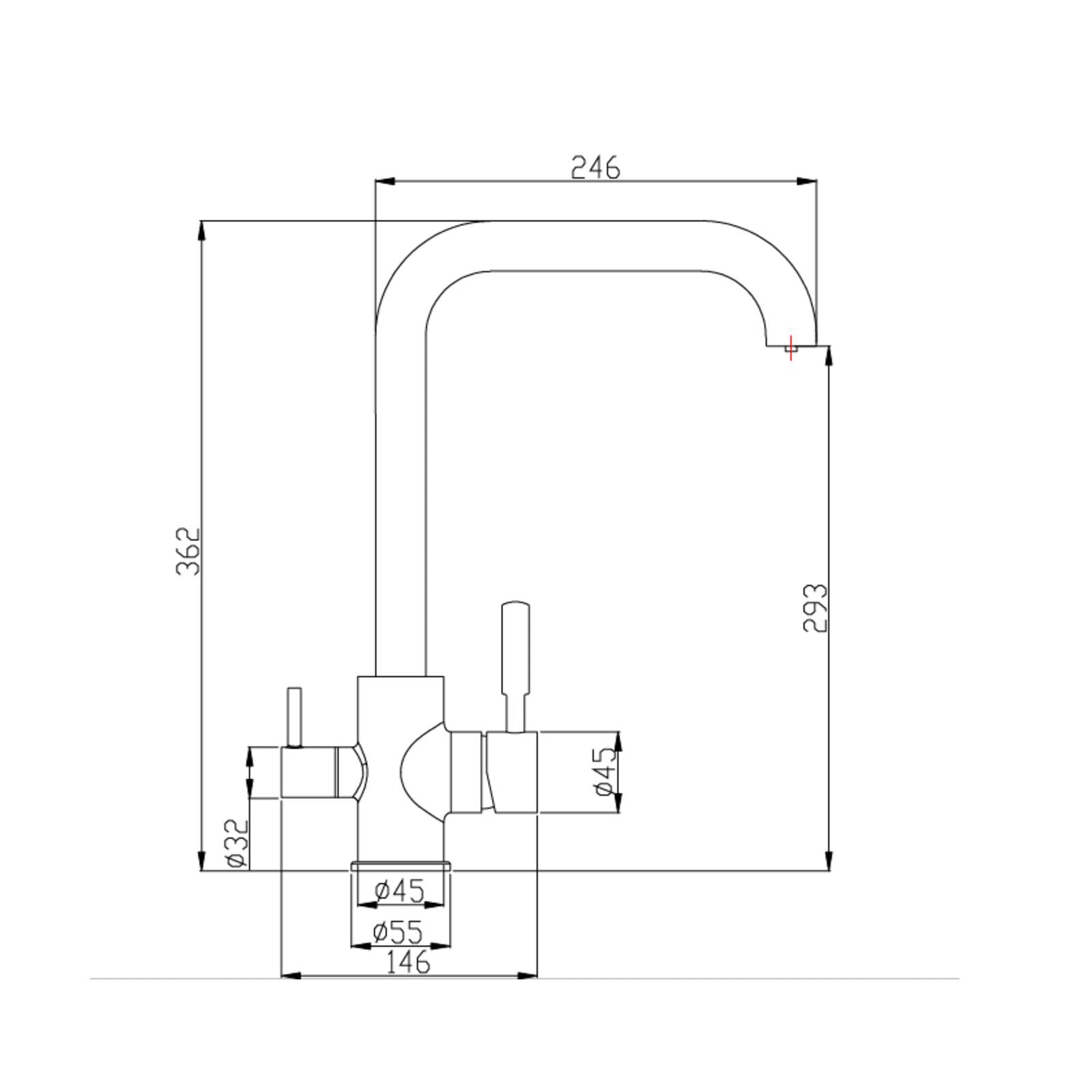 Triflow Filter Tap Chrome Square